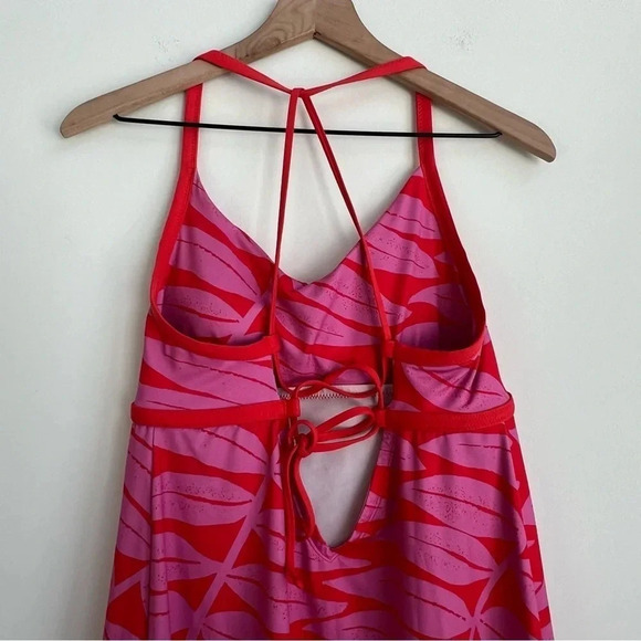 PATAGONIA SUNDOWN CORAL PINK SALLY DRESS EUCALYPTUS FRONDS Criss Cross Shelf Bra - Picture 8 of 14